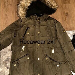Rocawear Khaki Jacket with Faux Fur Trim